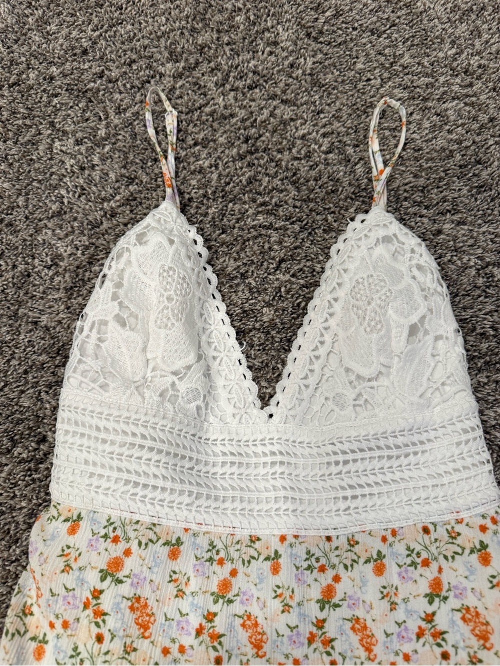 Justify Floral Mini Dress Womens Medium Boho Cottagecore Lace Tie Back - Picture 2 of 9